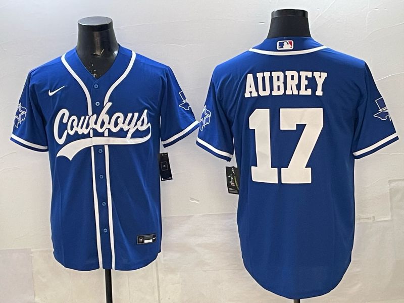 Men 2025 Nike Dallas Cowboys #17 Aubrey blue Joint Name Limited NFL Jersey 03